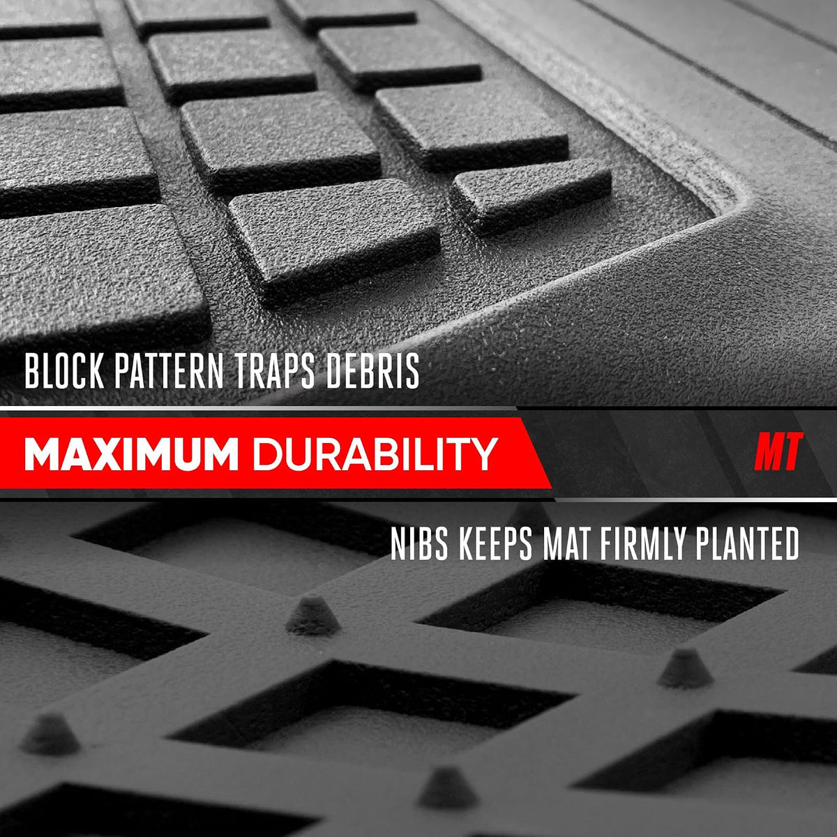 Motor Trend Premium FlexTough - Alfombrilla de Carga con Agarre de tracción y diseño Fresco, Resistente y Recortable para baúl de Automóvil, camión, SUV, Negro (DB220-B2)