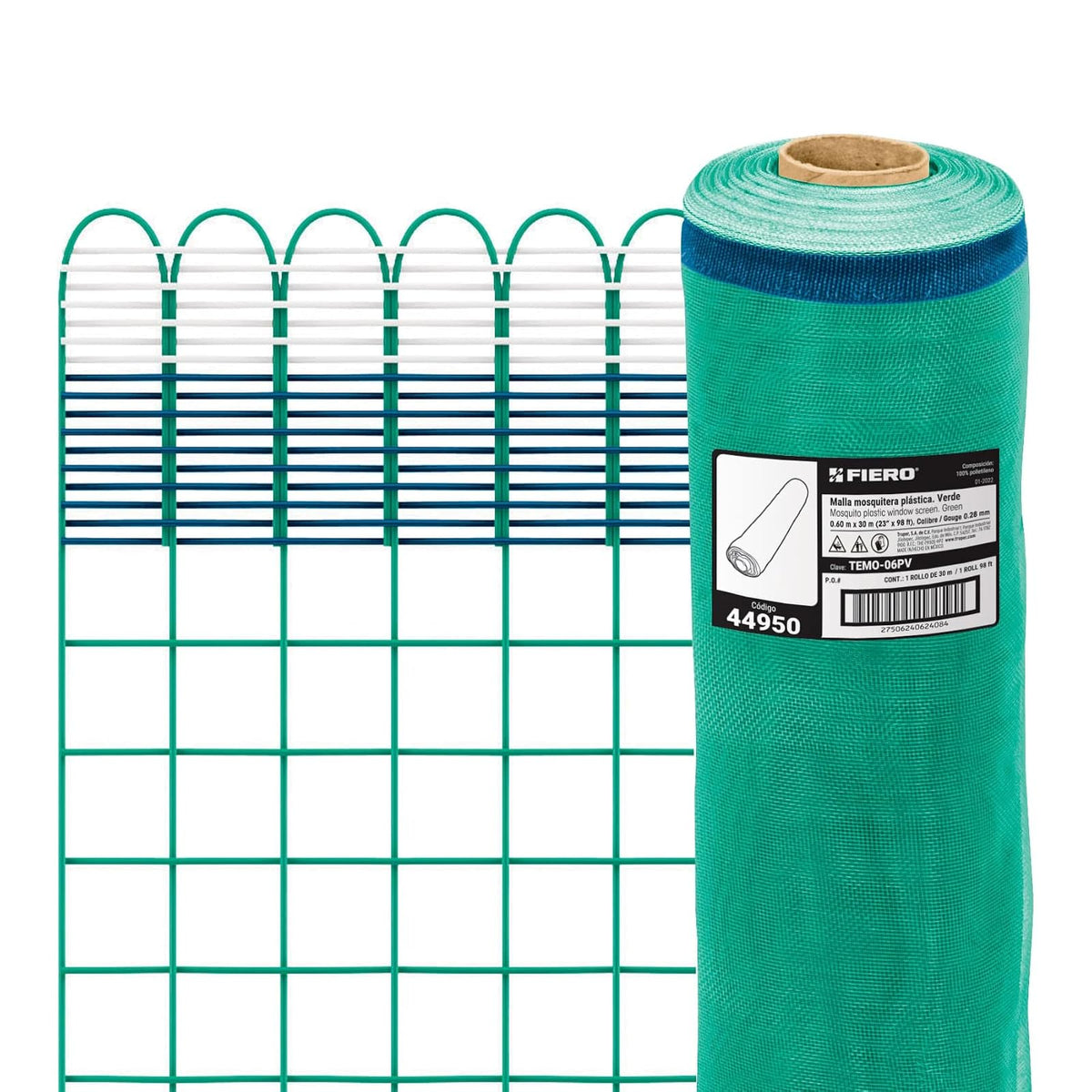 Fiero Malla Mosquitera Plástica Rollo 30 m - 0.60 m - Verde