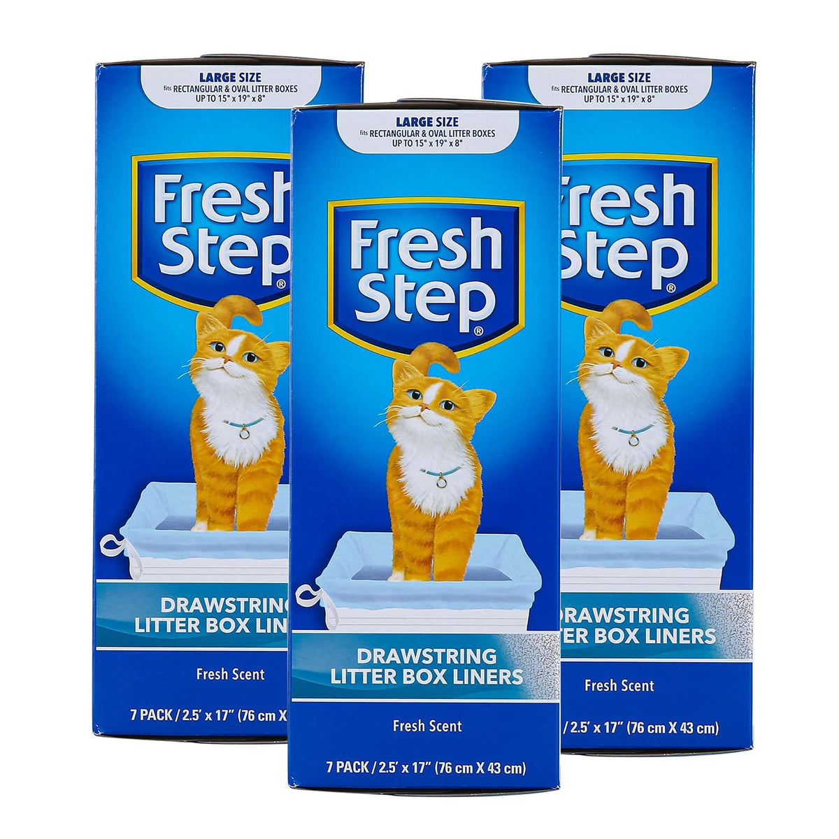 Fresh Step Bolsas de Arena Grandes con cordón, Forros Resistentes para Caja de Arena de Gatos, perfumadas y sin Perfume, Limpieza rápida y fácil, perfumadas, Grandes, Paquete de 3