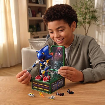 JAKKS Pacific Sonic The Hedgehog Modern Metal Sonic Figura de Colección del 35 Aniversario, 6 Pulgadas, Articulada con Accesorios, Multicolor