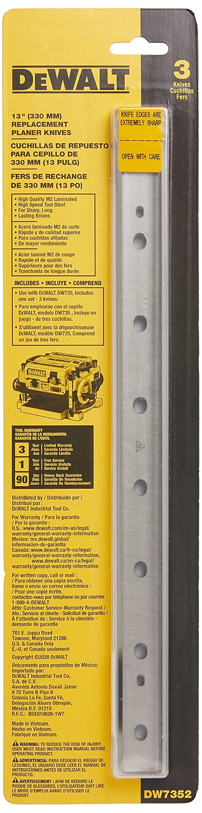 DEWALT Cuchillas desechables y reversibles para cepilladora de espesor de 13 pulgadas (DW7352)