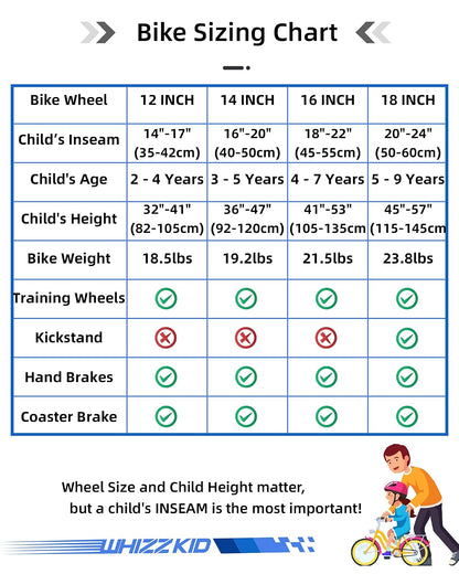 JOYSTAR Bicicleta para niños de 12 14 16 18 Pulgadas con Freno de montaña y Ruedas de Entrenamiento para niños de 2 a 9 años, 85% ensamblada