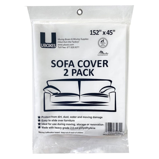 Uboxes SOFASCOVER02 Funda para Sofa, 2 Paquetes, 135" x 42", Transparente