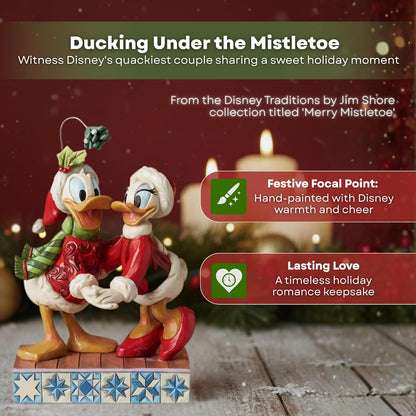 Enesco Disney Traditions Collection by Jim Shore Donald and Daisy Duck - Figura de muérdago de Resina de Piedra Pintada a Mano Coleccionable, Cifras de Disney para decoración del hogar, 6.13 Pulgadas