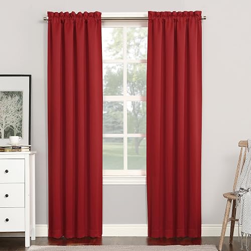 Sun Zero No. 918 Andorra Collection Panel de Cortina Transparente con Flores aplastadas, Rojo, 40" x 84", 1, 1