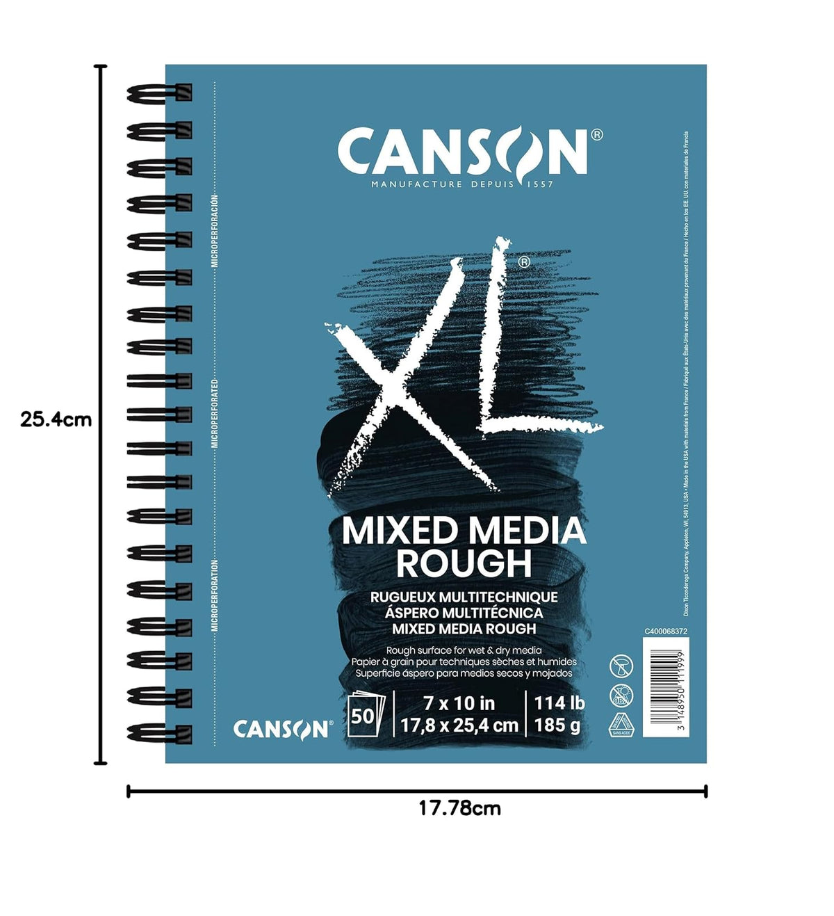 Canson XL Series - Almohadilla para medios mixtos de textura áspera, alambre lateral, 7 x 10 pulgadas, 50 hojas - Papel de arte pesado para acuarela, gouache, marcador, pintura, dibujo, bocetos