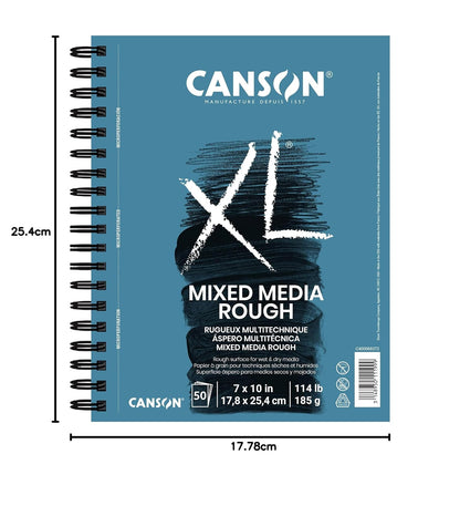 Canson XL Series - Almohadilla para medios mixtos de textura áspera, alambre lateral, 7 x 10 pulgadas, 50 hojas - Papel de arte pesado para acuarela, gouache, marcador, pintura, dibujo, bocetos