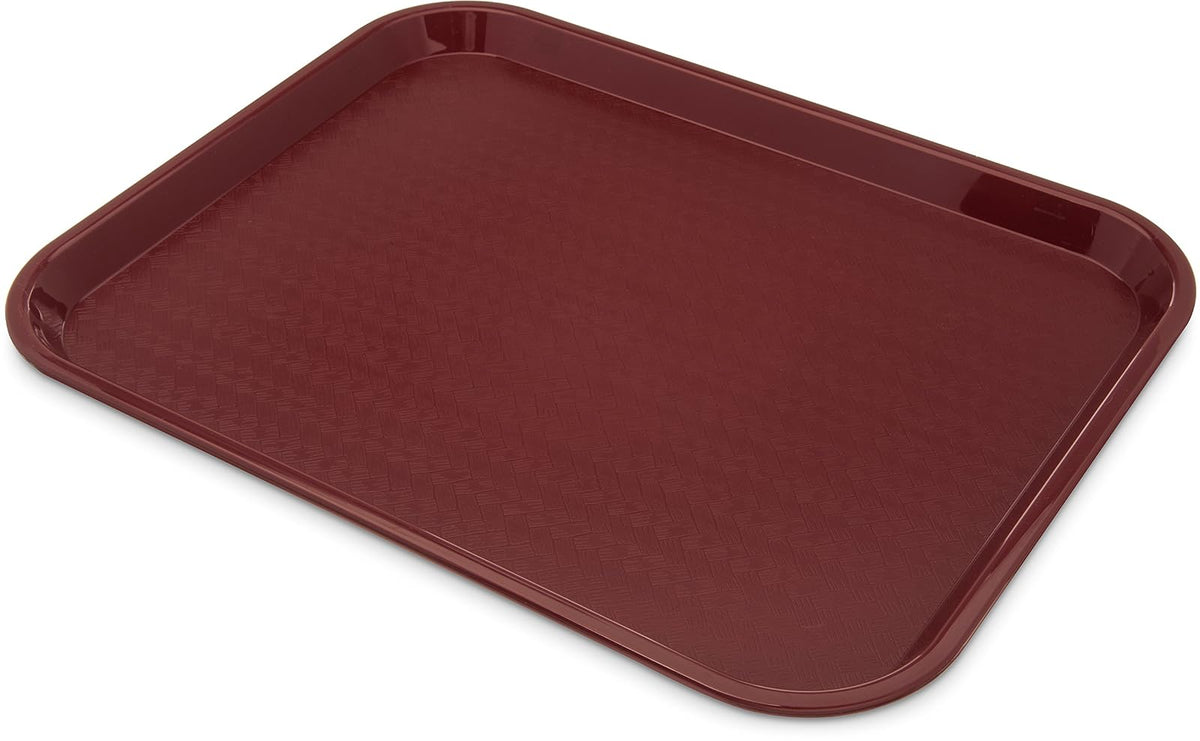 Carlisle FoodService Products Bandeja de Comida rápida de 14 x 18 Pulgadas, Polipropileno Duradero con Superficie Antideslizante, apilable para cafeterías y escuelas, sin BPA, Color Burdeos