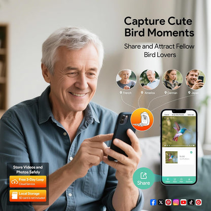 Osoeri - Alimentador inteligente para pájaros con cámara, cámara de alimentación solar HD con identificación de AI, captura automática de videos de pájaros y detección de movimiento, cámara de casa de