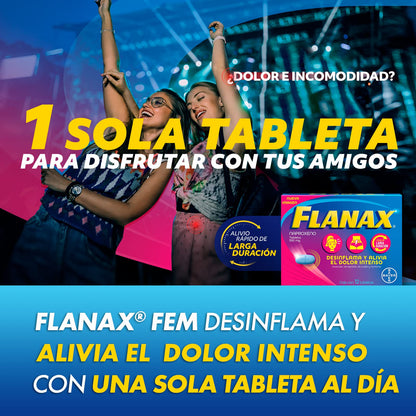 Flanax Naproxeno 550mg, Analgésico para Cólicos Menstruales, Desinflama y Alivia el Dolor Intenso, 12 Tabletas