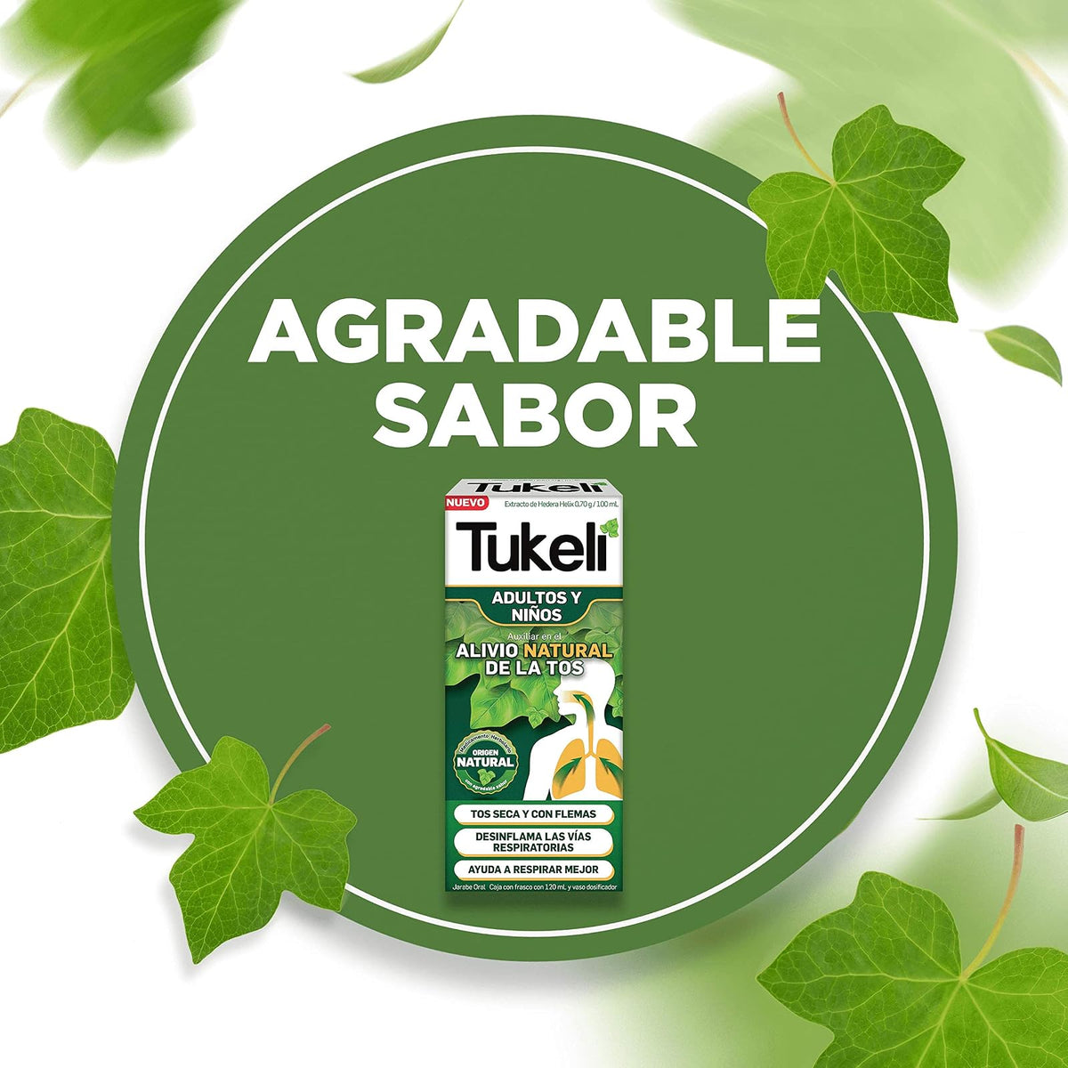 TUKELI Jarabe para la tos, Activos 100% de origen natural, medicamento herbolario para tos seca y tos con flemas, Frasco con 120ml