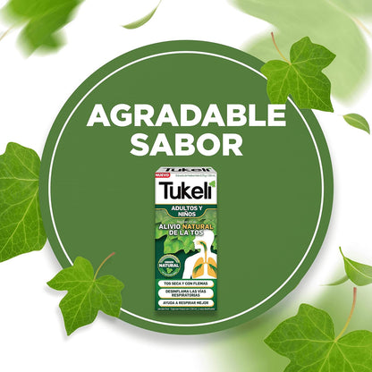 TUKELI Jarabe para la tos, Activos 100% de origen natural, medicamento herbolario para tos seca y tos con flemas, Frasco con 120ml