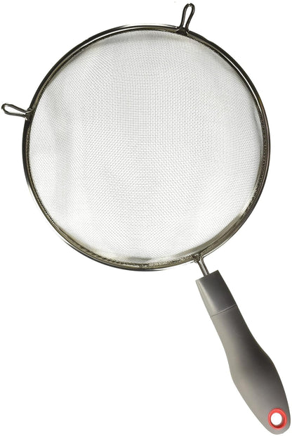 Ekco | Colador Evolution de Acero Inoxidable con Mango Soft Touch Gris 20cm | Malla inoxidable, Huella antideslizante, Mango Soft Touch, Antideslizante, Reposador integrado, Fácil limpieza