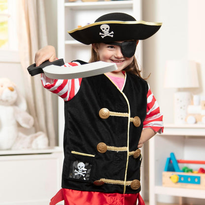 Melissa & Doug Juego de Disfraz de Pirata para el Juego de Roles, Juego de Imitación, Materiales de Alta Calidad, Lavable a Máquina, 55.118 cm alto x 43.18 cm ancho x 10.668 largo