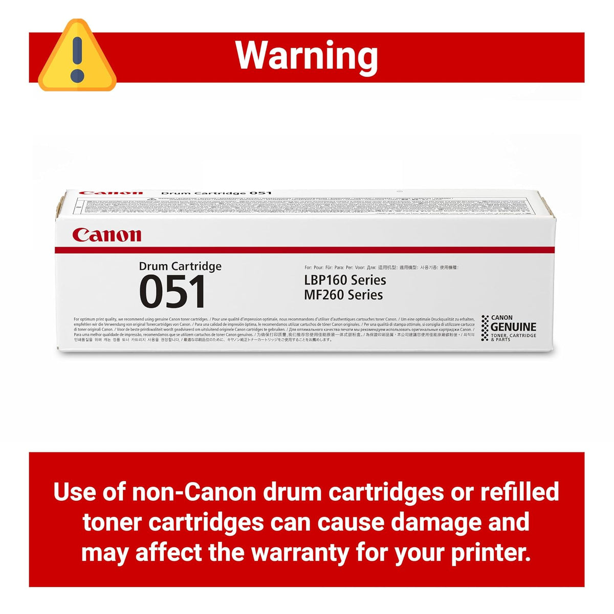 Canon - Tambor 051 Negro (2170C001), 1 Paquete, para impresoras láser imageCLASS MF269dw, MF267dw, MF264dw, LBP162dw