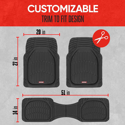 Motor Trend FlexTough Alfombrillas Originales de Goma para Vehículos de 3 filas, Color Negro