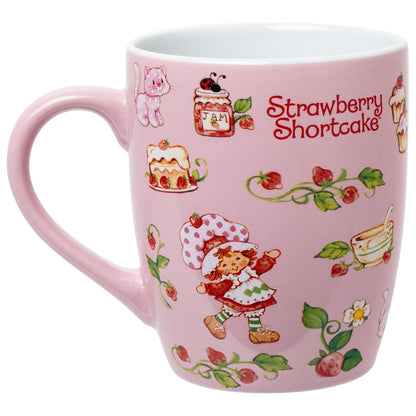 Silver Buffalo Strawberry Shortcake Berry Vines Toss Print Taza de cerámica curvada Jumbo de 25 onzas