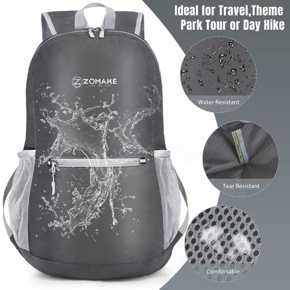 ZOMAKE Mochila de senderismo ultraligera de 20 l, resistente al agua, mochila pequeña plegable para mujeres y