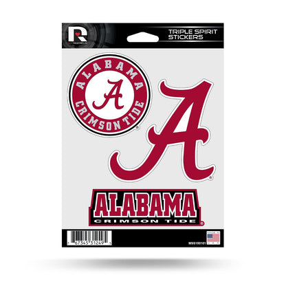 Rico NCAA Triple Spirit Stickersncaa Pegatinas de Triple espiritu, Rojo, Blanco, Negro, 3 Pegatinas de Equipo - Alabama Crimson Tide