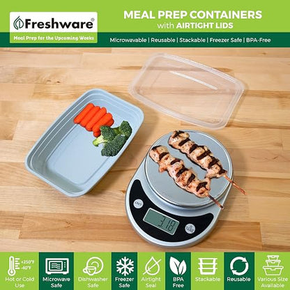 Freshware Recipiente para Preparación de Comidas 21 Unidades 1 Compartimento 828 ml