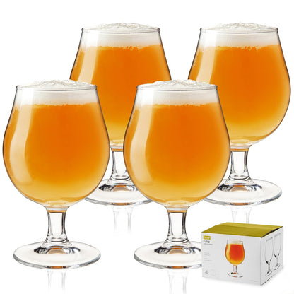 TRUE - Vasos de cerveza de tulipán, juego de vasos de 15 onzas para despedida de soltero, fiesta de acogida, cristalería, IPA Ale Pilsner belga, juego de 4 vasos de cerveza