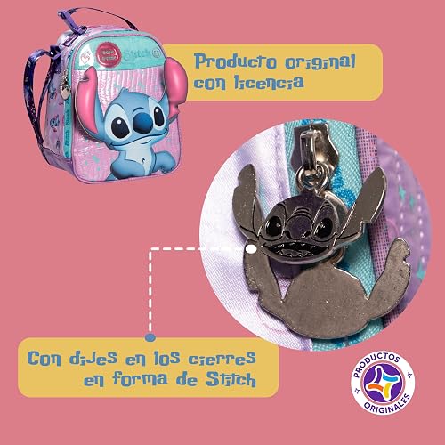 Ruz Lonchera Infantil y Preescolar | Stitch | 100% Poliéster Capacidad 3 Litros | Lonchera con Diseño para Niños con Compartimento Interno y Cierre de Cremallera | Recomendado desde 3 años