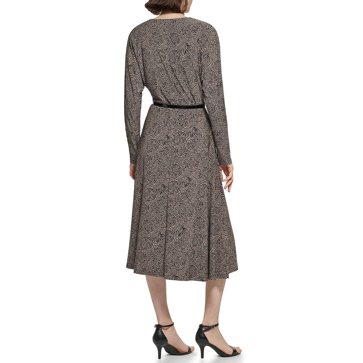 Tommy Hilfiger Vestido de Punto Ajustado y Acampanado con Cuello en V Vestido para Mujer