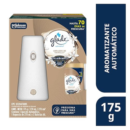 Glade Aromatizante para Hogar Automático Vainilla Aparato y Repuesto 270 ml