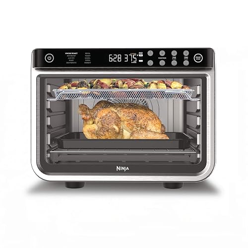 Ninja Foodi Horno Freidora de Aire XL 10 Funciones 1800W DT201 | Surround Convection 10x más Potente | 10 Funciones | 2 Niveles Simultáneos | Acero Inoxidable