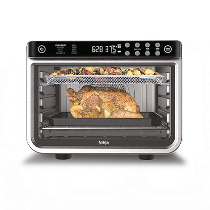 Ninja Foodi Horno Freidora de Aire XL 10 Funciones 1800W DT201 | Surround Convection 10x más Potente | 10 Funciones | 2 Niveles Simultáneos | Acero Inoxidable