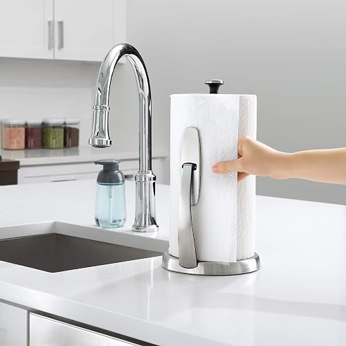 OXO Good Grips 1066736 Dispensador de Toalla Acero Inox con Brazo | OXO Good Grips SimplyTear - Soporte para toallas de papel para cocina