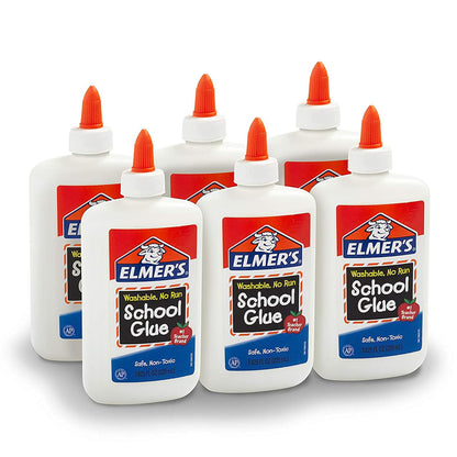 Elmer's Pegamento Escolar Líquido Blanco Lavable - 7.625 oz (6-Pack) - Washable