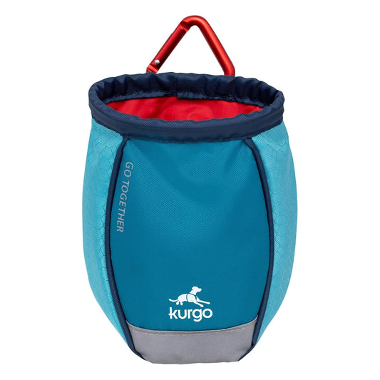 Kurgo Dog Training Treat Pouch Bag, Treat Bags for Dogs, Portable Pet Pocket Waist Clip Bag, Reflective Snack Bag for Pets, Includes Clip & Carabiner, Go Stuff-It Bag, Coastal Blue