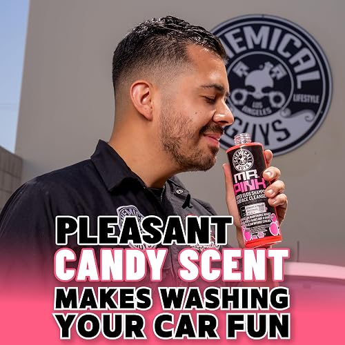 Chemical Guys Mr. Pink Jabón espumoso para lavar automóviles (Para cañones de espuma, pistolas de espuma o cubos de lavado) Seguro para automóviles, camiones y más, 1,89 L, aroma de caramelo