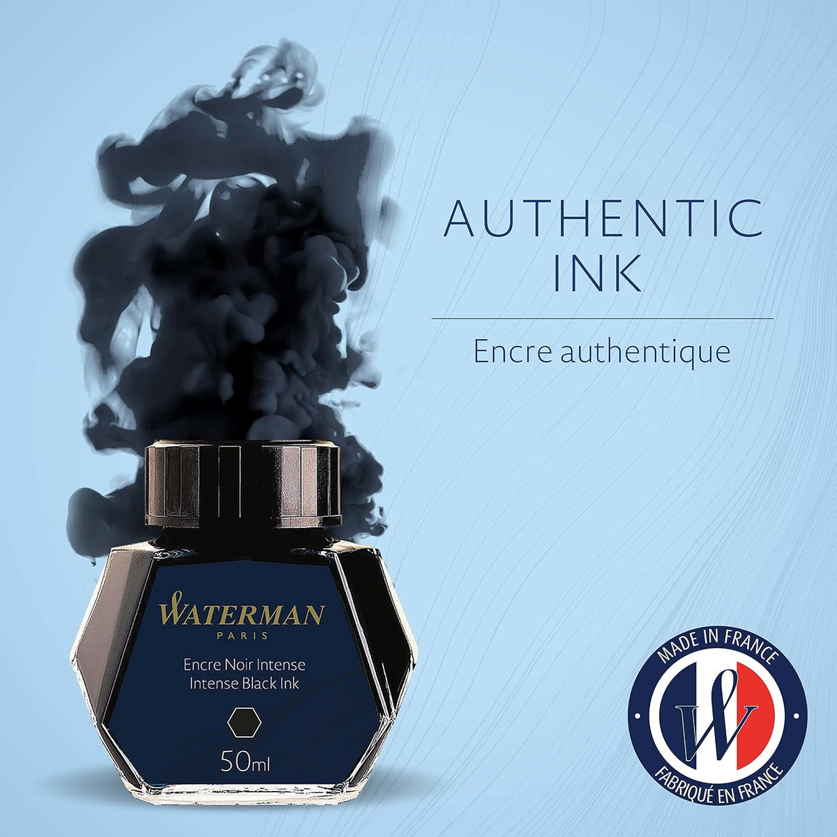 Waterman Botella de tinta para plumas estilográficas, 50 ml, marrón absoluto, Botella de tinta, Negro intenso, Intense Black