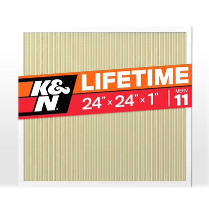 K&N - Filtro de aire para horno HVAC 24 x 24 x 1, dura toda la vida, lavable, Merv 11, el último filtro HVAC que comprarás, respira de forma segura en casa o en la oficina, HVC-12424