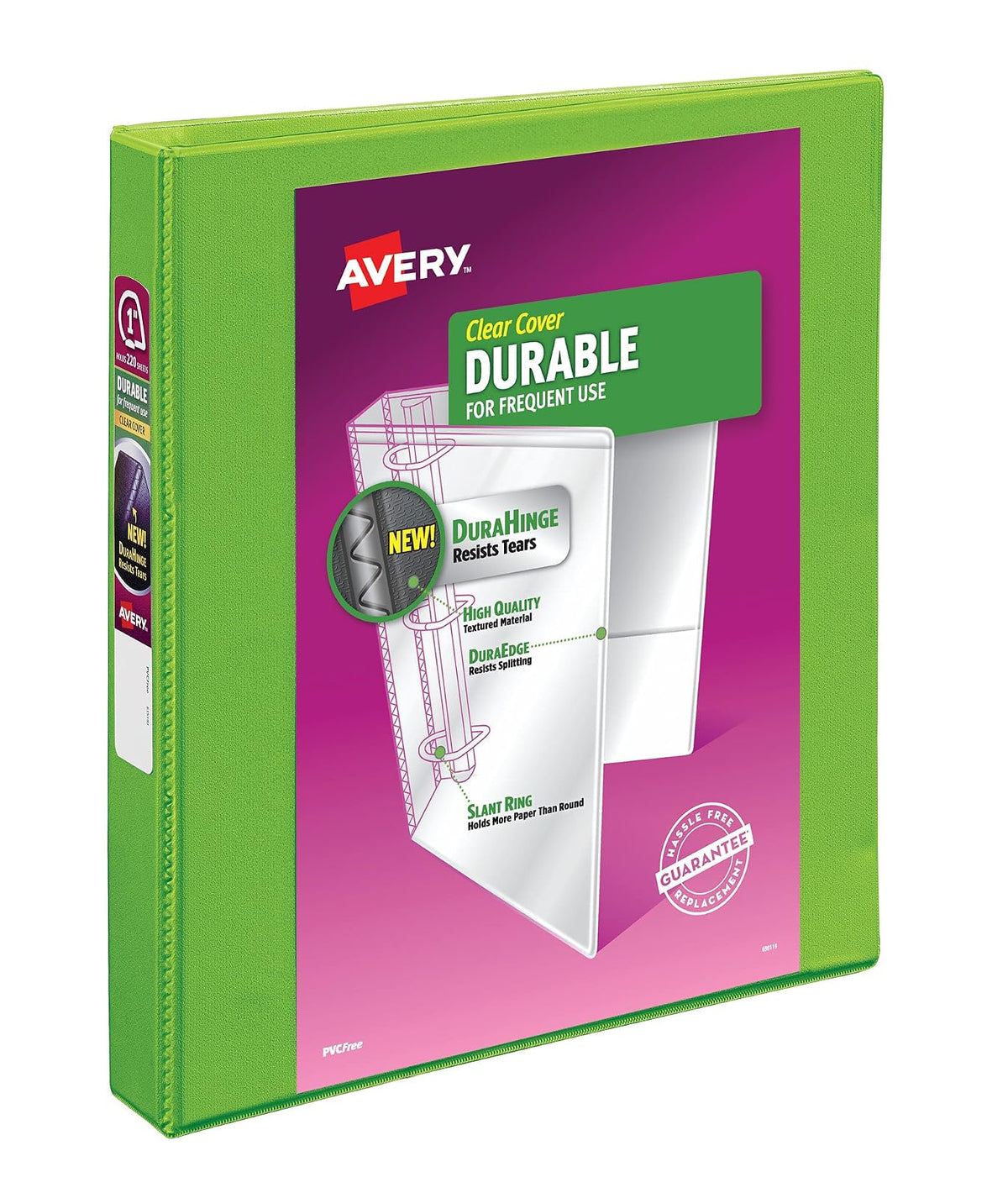 Avery Carpeta durable con vista y anillo inclinado, 5cm | Para uso diario, en el hogar y en la oficina, columna vertebral DuraHinge, bordes resistentes a las roturas - 2.54cm (1'') - Verde