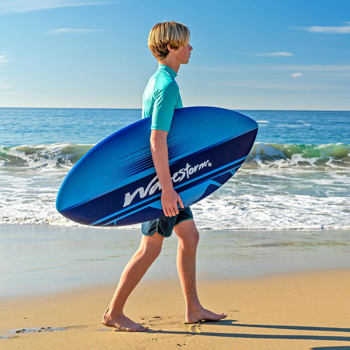 Wavestorm Skimboard de Espuma de 48 Pulgadas | Skimboard para Principiantes y Todos los Niveles de Skimming, Surf y Bodyboard, Skimboard Azul