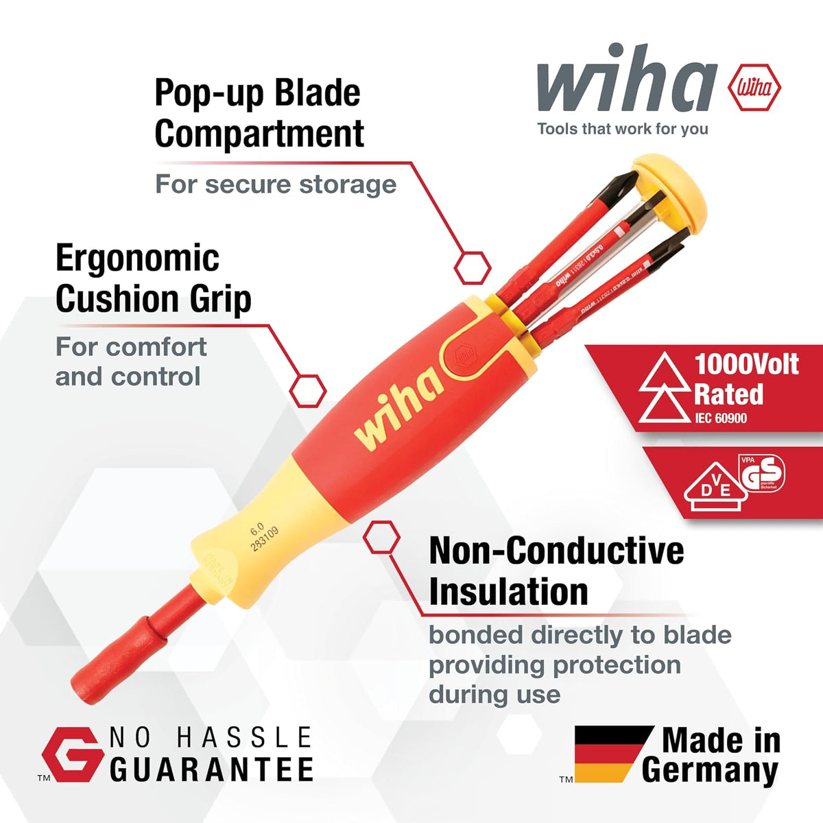 Wiha 28393 - Juego de 7 cuchillas aisladas SlimLine Ultra-Driver ranuradas, Phillips
