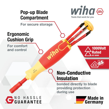 Wiha 28393 - Juego de 7 cuchillas aisladas SlimLine Ultra-Driver ranuradas, Phillips