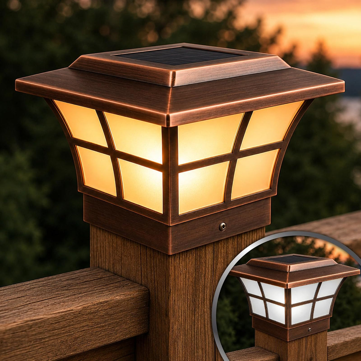 Classy Caps SL079C - Tapa de poste solar Prestige chapada, 4 x 4 pulgadas, cobre