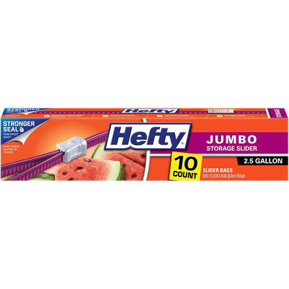 Hefty Slider Bolsas Jumbo para Almacenamiento, 2.5 Galones - 90 unidades