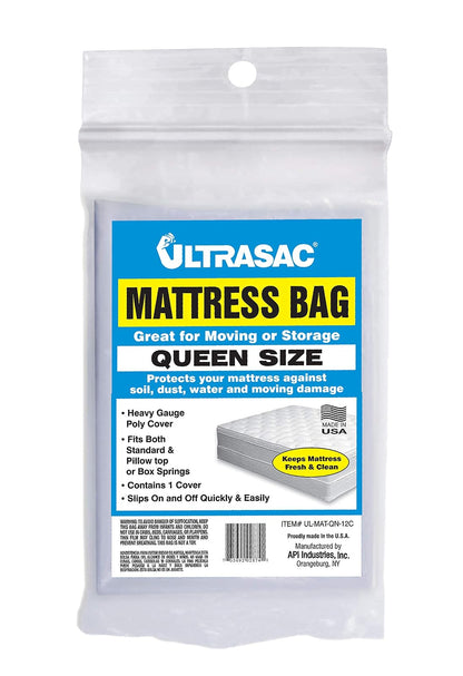 Ultrasac Colchón de Alto Rendimiento tamaño Queen 2,0 MIL (eq) Bolsa Impermeable Cubierta Transparente – 177,8 cm x 233,7 cm – Paquete de 1 – para mudanza, Almacenamiento y Comercial