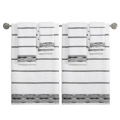 Nicole Miller - Toallas de Mano, algodón Suave y Absorbente, Esenciales para recámara, Juego de 2 (colección Sydney, Blanco/Negro)