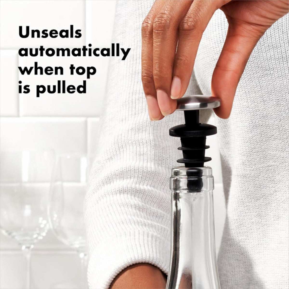 OXO SteeL - Tapón expandible para vino (2 unidades)