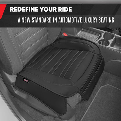 Motor Trend, Fundas de asiento para automóviles, camiones, SUV, piel sintética, paquete de 2, acolchadas en color negro con bolsillos de almacenamiento