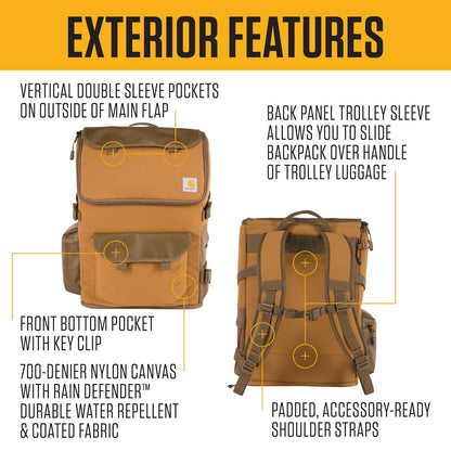 Carhartt - Mochila de nailon de 35 l, resistente al agua, con funda para portátil de 15 pulgadas