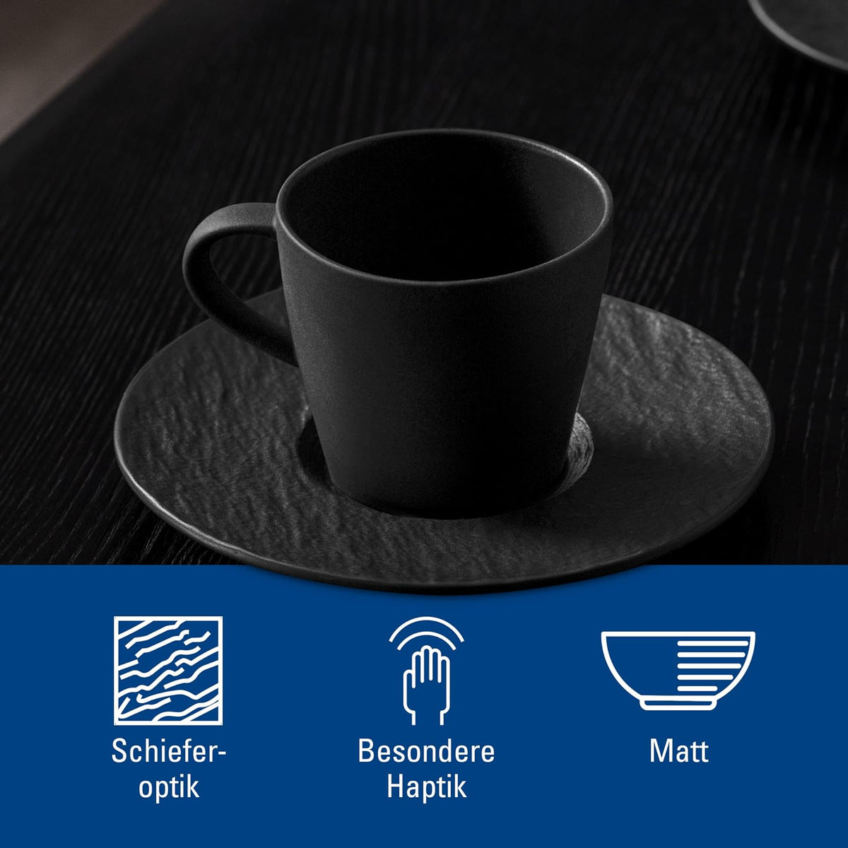 Villeroy & Boch Manufacture Rock Coffee, elegante taza de porcelana de primera calidad en un refrescante Shaofof negro, apto para lavaplatos