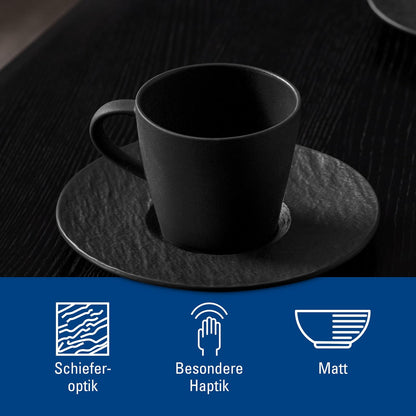 Villeroy & Boch Manufacture Rock Coffee, elegante taza de porcelana de primera calidad en un refrescante Shaofof negro, apto para lavaplatos