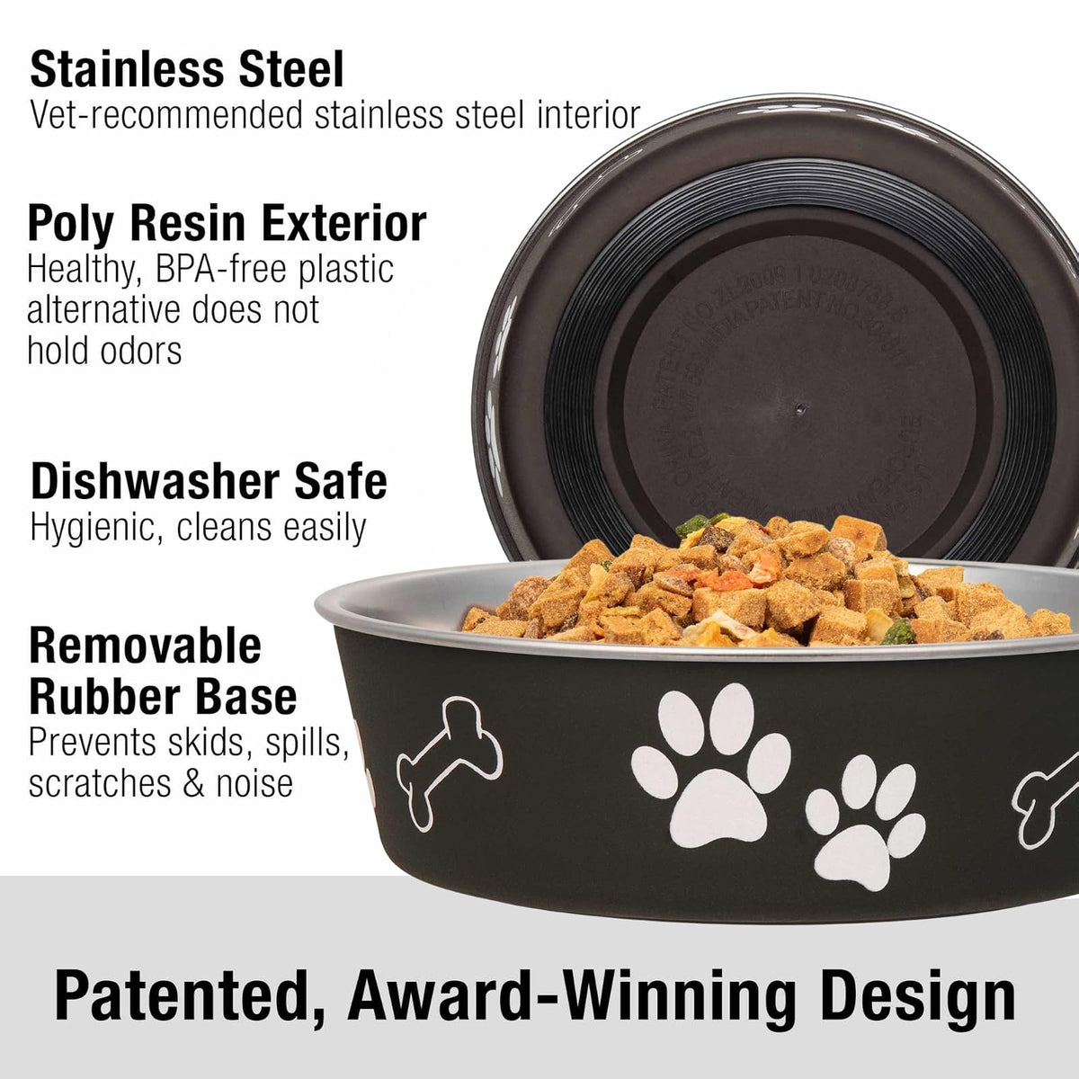 Loving Pets Bella Bowl Dog Bowl, Medium, 750 ml, Espresso